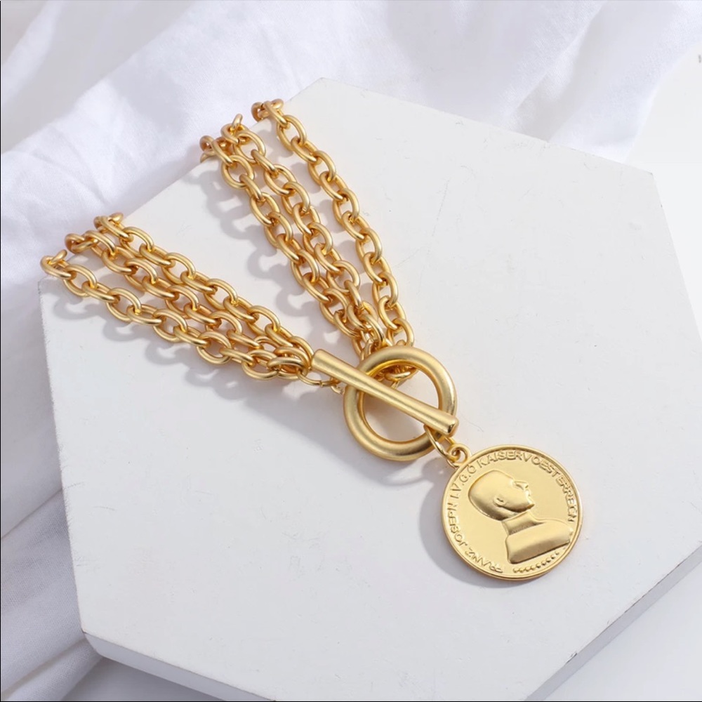NEW 18K MULTI LAYERED COIN LONG PENDANT NECKLACE, NICE NECKLACE, CUTE NECKLACE - Picture 4 of 7
